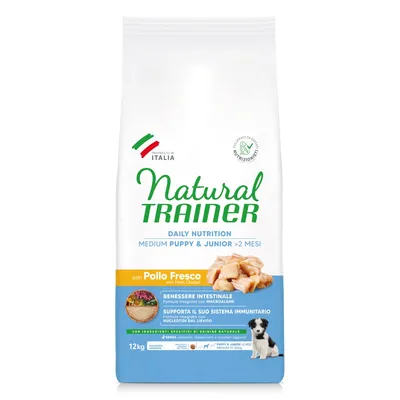 Natural Trainer Puppy & Junior Medium s kuracím - výhodné balenie 2 x 12 kg