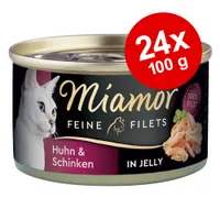 Økonomipakke: 24 x 100 g Miamor Fine Fileter - Blandet Kylling & Tun i gelé