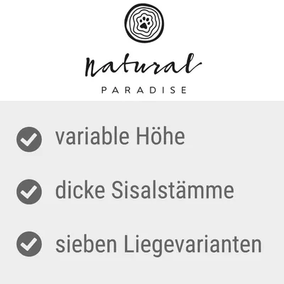 Natural Paradise. Variable Höhe, dicke Sisalstämme, sieben Liegevarianten.