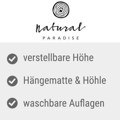 Natural Paradise. Verstellbare Höhe, Hängematte & Höhle, waschbare Auflagen.