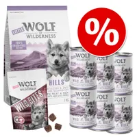 Startovací sada Little Wolf of Wilderness Junior - Green Fields granule, Blue River konzervy, Green Fields pamlsky