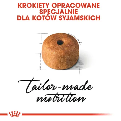 KROKIETY OPRACOWANE SPECJALNIE DLA KOTÓW SYJAMSKICH, tailor-made nutrition. Zdjęcie pojedynczego krokieta z otworem pośrodku.