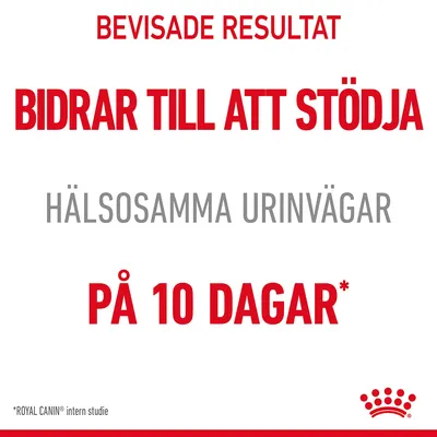 Bevisade resultat. Bidrar till att stödja hälsosamma urinvägar på 10 dagar. *Royal Canin intern studie.