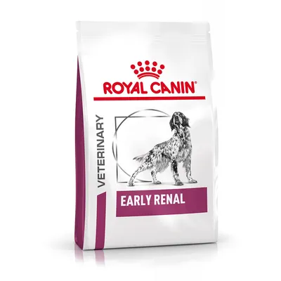 Royal Canin VETERINARY EARLY RENAL hundefoder, billede af hund på posen. Teksten 'EARLY RENAL' og 'VETERINARY' er synlig på emballagen.
