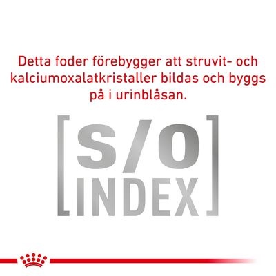 Detta foder förebygger att struvit- och kalciumoxalatkristaller bildas och byggs på i urinblåsan. [s/o] INDEX