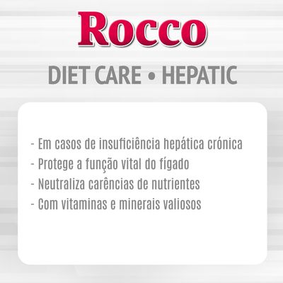 Rocco Diet Care Hepatic, lata de 800g. Frango, flocos de aveia e queijo cottage. Proteína de fácil digestão para cães com problemas hepáticos.