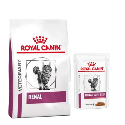 Royal Canin Veterinary ração + saquetas - Pack misto - Renal (4 kg + 12 saquetas frango) Royal Canin Veterinary ração + saquetas - Pack misto - Renal (4 kg + 12 saquetas frango)