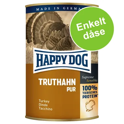 HAPPY DOG TRUTHAHN PUR dåse, Supreme Sensible, 100% tierisches Protein, Enkelt dåse, Made in Germany, Turkey Dinde Tacchino synlig på emballagen