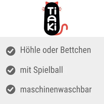Tiaki. Höhle oder Bettchen, mit Spielball, maschinenwaschbar.