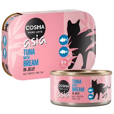 Výhodné balenie Cosma Asia v želé 24 x 170 g - tuniak a pražma
