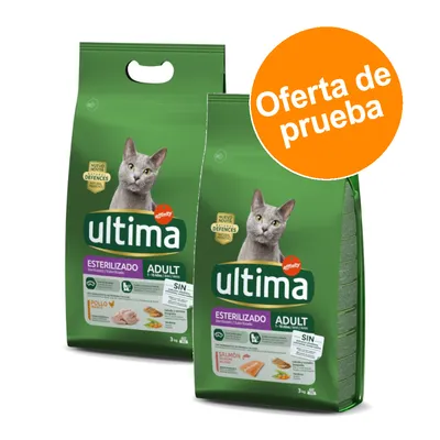 Ultima Adult para gatos esterilizados - Pack mixto - Pollo y salmón (2 x 2,5 kg)