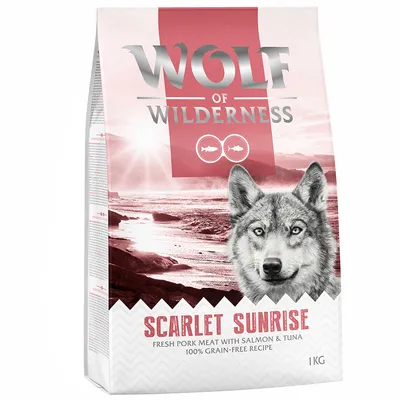 Wolf of Wilderness Scarlet Sunrise, свежее свиное мясо с лососем и тунцом, 100% беззерновой рецепт, 1 кг.