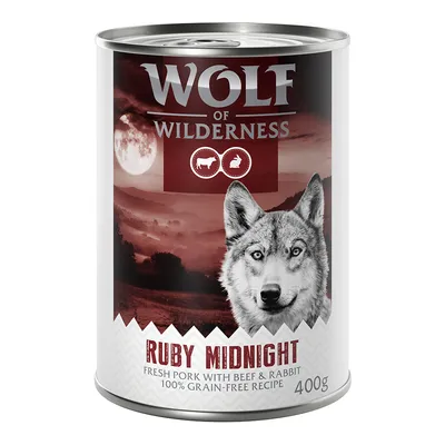 Wolf of Wilderness Ruby Midnight, carne proaspătă de porc cu vită și iepure, rețetă 100% fără cereale, 400g.