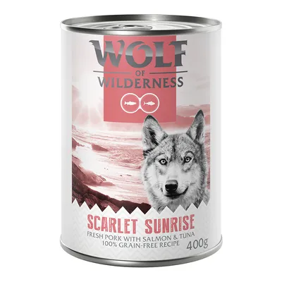 Wolf of Wilderness Scarlet Sunrise, čerstvé maso s lososem a tuňákem, 100% bezobilná receptura, 400g konzerva.