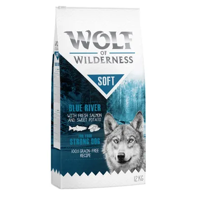 Wolf of Wilderness Soft Blue River tuoreella lohella ja bataatilla, 100 % viljaton resepti, 12 kg.