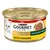 Tin labelled Gourmet Gold Succulent Delights with Chicken, showing shredded meat and key product features.