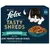 Purina Felix Tasty Shreds, rozmanité příchutě z vody, 12 porcí, 3x s lososem, tuňákem, treskou, platýsem v lahodné omáčce.