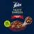 Purina Felix Tasty Shreds, Geschmacksvielfalt vom Land, ohne Farbstoffe. Abgebildet: Fleischstreifen in Sauce.