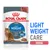 ROYAL CANIN CARE LIGHT WEIGHT, 85 g, komadići u umaku, Feline Care Nutrition. Tekst: proven results over 90% achieved a healthier weight in 8 weeks. Slika mačke i hrane.