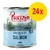 Purizon Chicken Fillet with Salmon, 45% chicken fillet, per cani adulti, confezione da 24 x 800 g. Testo in inglese sulla confezione.