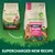 Comparison of old and new Harringtons grain free adult salmon dog food packaging, highlighting superfoods, vegetables, and a supercharged new recipe.