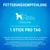 Fütterungsempfehlung: Hunde mit 25-40kg Gewicht, 1 Stick pro Tag. Frisches Trinkwasser bereitstellen, Hund beaufsichtigen, tägliche Bewegung beachten.