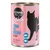 Boîte Cosma Pure Love Asia, texte visible : Tuna with Bream in Jelly, Multi Protein Pure Fish, silhouette de chat noir, illustrations de poissons, fond rose.