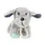 Jouet en peluche pour chien en forme d’animal gris avec oreilles bleu foncé, museau brodé noir et anneau en corde beige visible sous la tête.