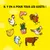 Texte : IL Y EN A POUR TOUS LES GOÛTS ! Illustrations de poulet, saumon, dinde, fromage, plante, canard, poisson et vache sur fond jaune.