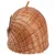 Wicker pet carrier with a rounded dome shape, front metal latch and handle on top, shown closed.
