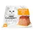 Purina Gourmet Revelations Mousseline au poulet, 4x. Image d’un chat blanc et d’une mousse servie sur une assiette. Texte visible : Mousse met Kip.