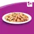 Assiette de bouchées en sauce sur fond violet, texte visible : 1+ en haut à droite