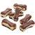 Vários snacks em forma de osso, com exterior castanho e interior bege, apresentados sem embalagem visível. Vários snacks em forma de osso, com exterior castanho e interior bege, apresentados sem embalagem visível.