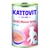 Konzerva Kattovit Feline NIERE/Renal-Drink mit Ente, obrázek misky s tekutinou a silueta kočky s ledvinovým motivem na obalu.