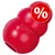 Juguete de goma roja KONG con símbolo de porcentaje en círculo rojo, indicando oferta o descuento visible en la imagen.
