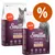 2 sacos de pienso Smilla Special Needs Sterilised Poultry para gatos esterilizados, 10 kg cada uno. Texto visible: balanced fat & energy content, omega fatty acids, contains taurine. Símbolo de porcentaje.