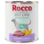 Rocco Diet Care Hypoallergenic, Lamb with pumpkin. Dåse med billede af lammekød og græskar. Tekst: Die Fleischmahlzeit, Lamm mit Kürbis, Agneau au potiron.