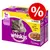 Pachet Whiskas hrană umedă pentru pisici, 12 x 100 g, cu pui, rață, pasăre, curcan. Text vizibil: 1+ Jahre, 100% komplett & ausgewogen, in Gelee, 3x mit Huhn Ente Geflügel Pute. Simbol reducere procent. Pachet Whiskas hrană umedă pentru pisici, 12 x 100 g, cu pui, rață, pasăre, curcan. Text vizibil: 1+ Jahre, 100% komplett & ausgewogen, in Gelee, 3x mit Huhn Ente Geflügel Pute. Simbol reducere procent.