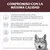 Compromiso con la máxima calidad: controles veterinarios, declaración abierta de ingredientes, marca de pienso sin cereales más vendida, envase de material reciclado. Texto en español.