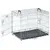 Metal wire pet crate with open front door, removable plastic tray at the base and two carrying handles on top, shown empty for product display.