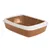 Caja de arena para gatos de plástico marrón con borde blanco, forma rectangular.