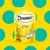 Dreamies mit köstlichem Käse, 60g. Gelbe Verpackung mit Cartoon-Katze und Käsewürfel.