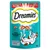 Dreamies with scrumptious salmon, soft inside and crunchy outside, contains vitamins and minerals, only 2 kcal per treat, 60g pack. Now even more delicious.