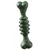 Groen kauwspeelgoed in botvorm met geribbeld design en decoratieve krullen.
