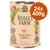 Rosie's Farm Spring Dinner Chicken Puppy, 24x400g, getreidefreie Rezeptur. Illustration mit Hund, Huhn und Blumen.