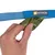 Hand pulling green bag from blue Ruffwear lead with visible Ruffwear brand label