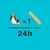 Feeding guide showing one chew stick per 24 hours for a dog.