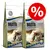 Două pungi de hrană pentru pisici Feline Bozita Indoor & Sterilised, 32% proteine, 14% grăsimi, cu imaginea unei pisici și simbol procent roșu pentru ofertă.