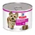 Hill's Science Plan Small & Mini Mature Adult 7+ Up to 10 kg with Beef Mousse -koiranruokapurkki, kuvassa koira ja annospala. Teksti: DOG FOOD.