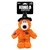 KONG Knots peluche arancione con cappello da strega, funzione squeak, cuciture visibili. La confezione mostra il logo KONG Knots e un motivo di Halloween.